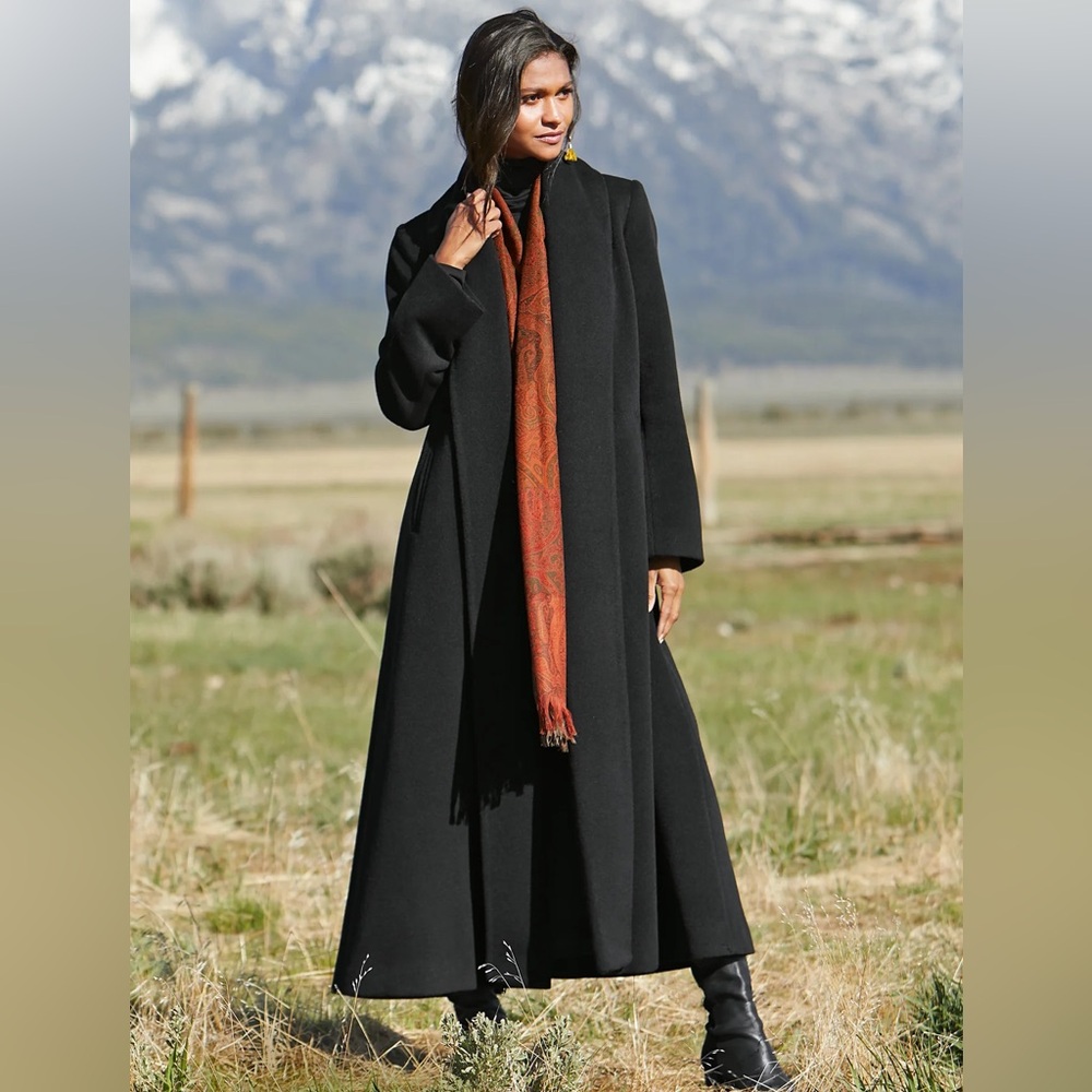 Peruvian Connection Baby Alpaca Wool Long Black Decades Coat
